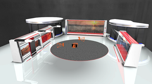 A 3D model that shows camera positions.