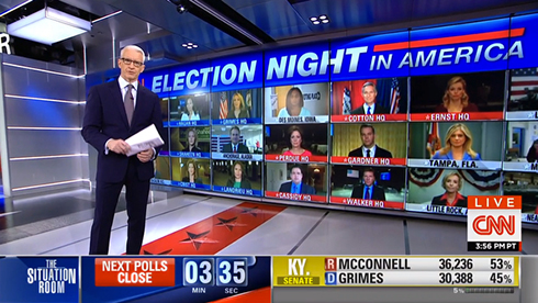 CNN anchor Anderson Cooper on the  "Election Night in America" set