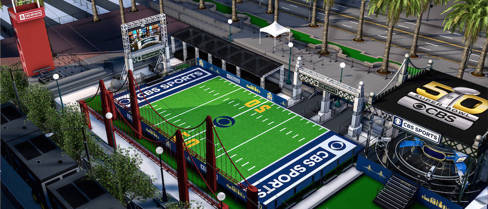 Aerial rendering of full CBS Sport setup