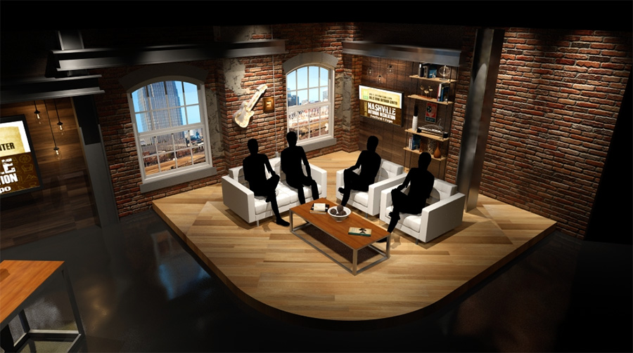 Rendering of "Today in Nashville" studio. Courtesy of FX Design Group.