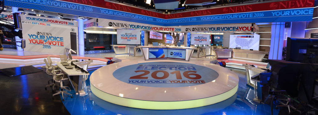 Panorama of ABC News Election Headquarters in Times Square. Photos courtesy of Ida Mae Astute/ABC.