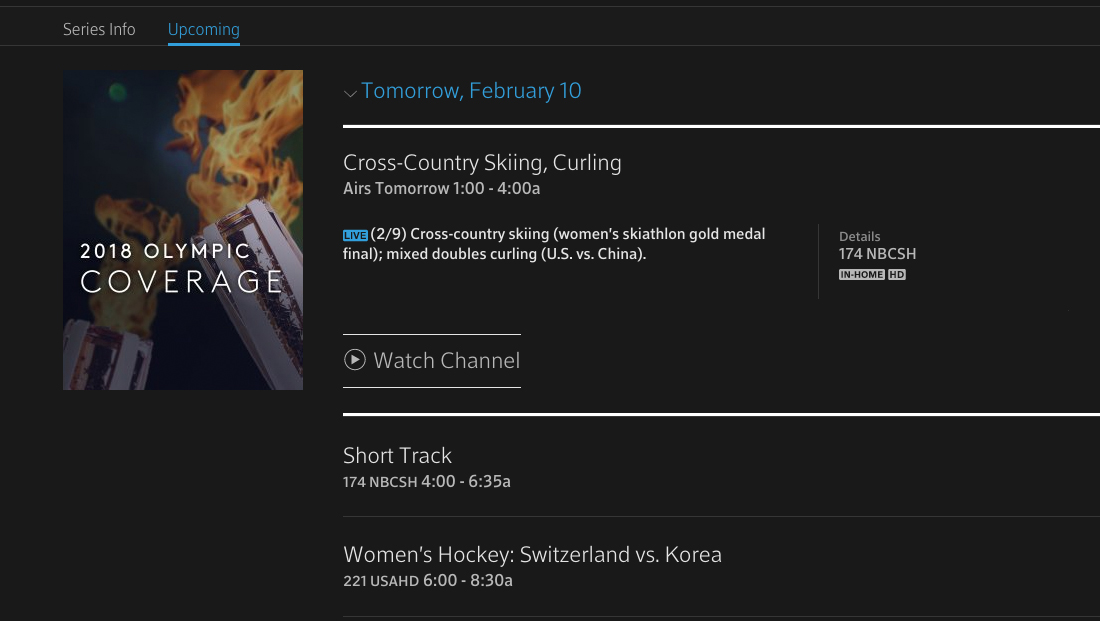 Xfinity bucks NBC's standard Olympics look in listing graphics