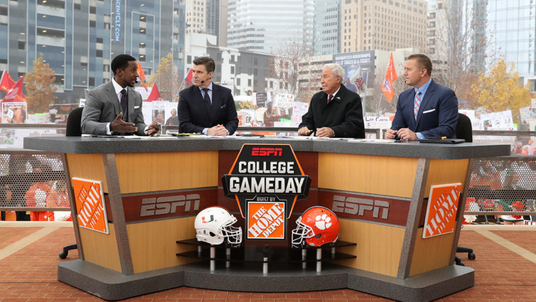 ESPN College Football set with Coach Lee Corso