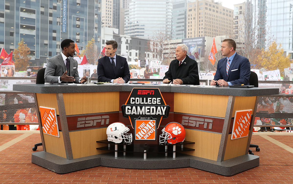 ESPN College Football set with Coach Lee Corso