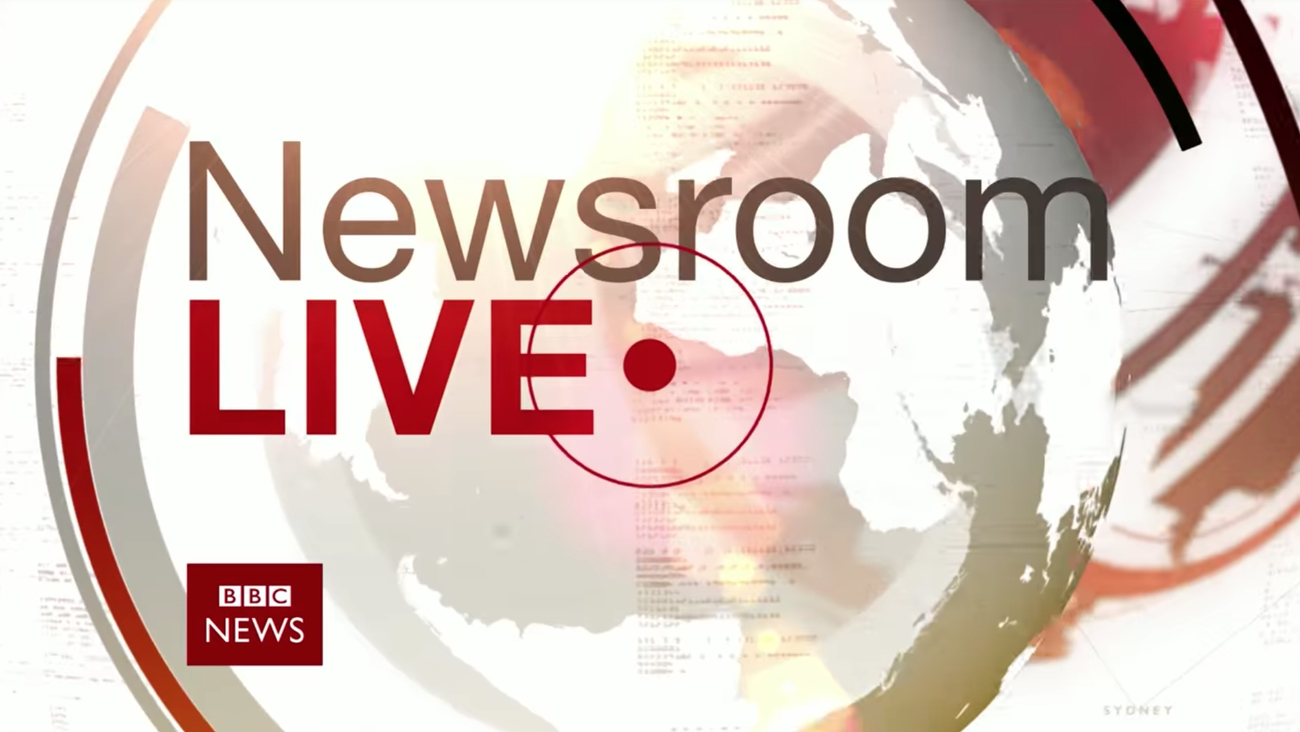 The new title card of "BBC Newsroom Live."