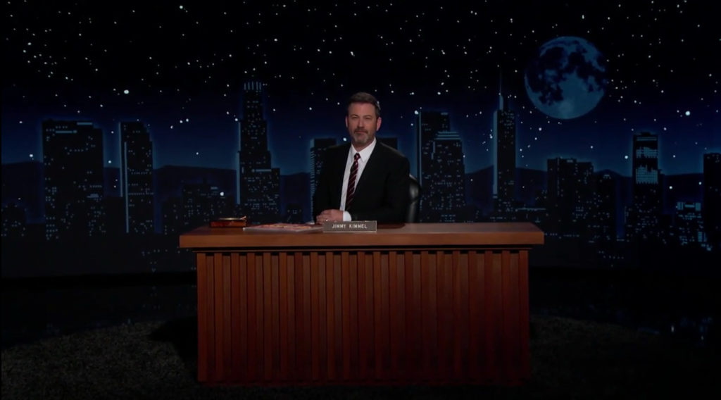 Jimmy Kimmel returns to studio with monotone, moody look - NewscastStudio - Jimmy Kimmel Live In Front Of A Studio Audience