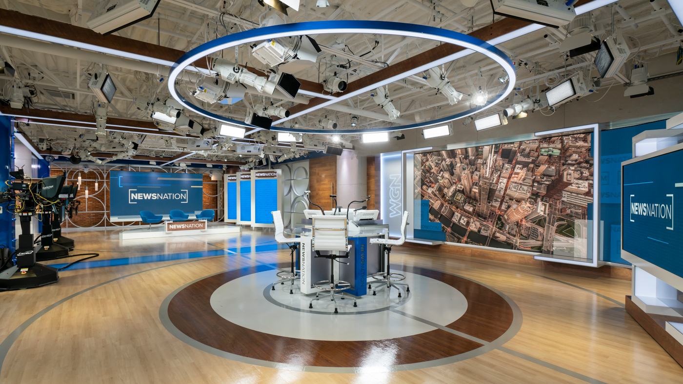 The upstairs newsroom set of "NewsNation."