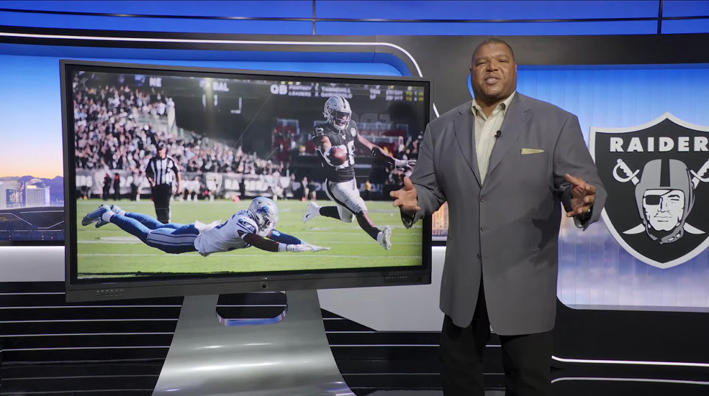 Las Vegas Raiders broadcast studio compliments stadium with sleek