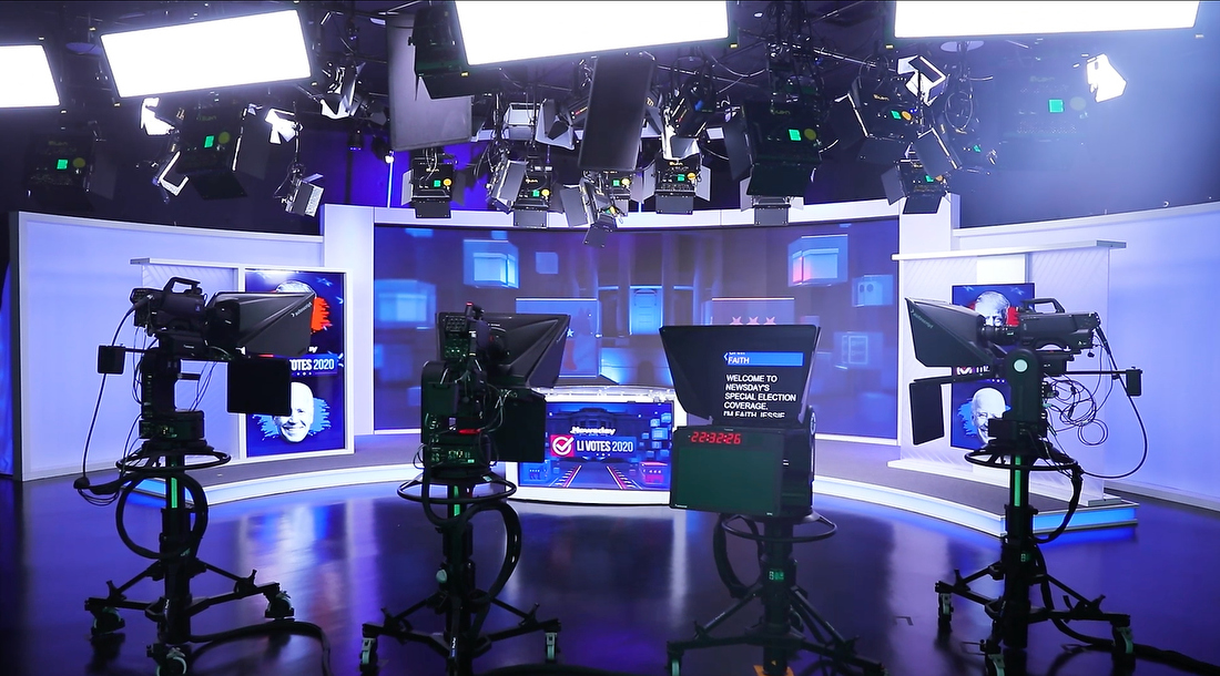 Long Island NY daily newspaper Newsday broadcasts from a multimedia production center that includes a news production studio in Melville, NY outfitted with a complete Telemetrics robotic camera system.