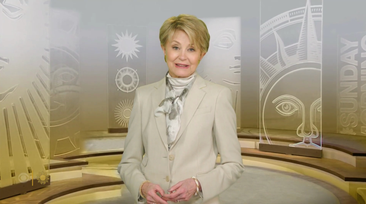 The virtual recreation of the "CBS Sunday Morning" set design.