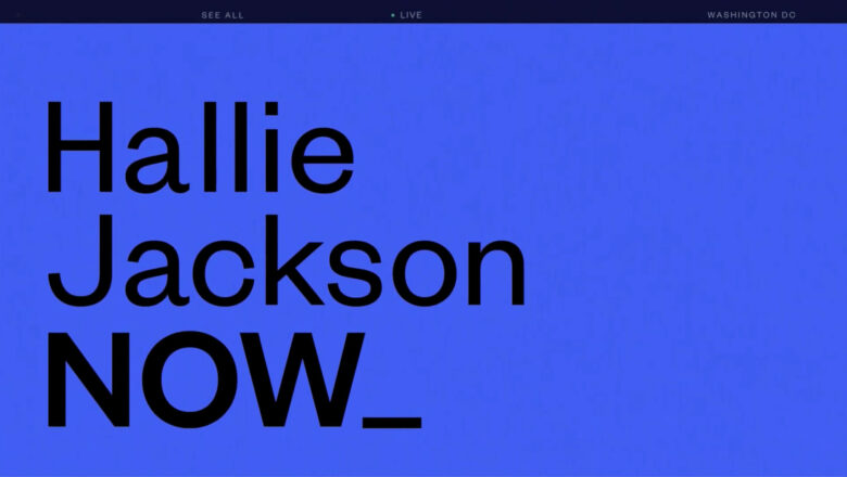 Hallie Jackson Now title card and logo