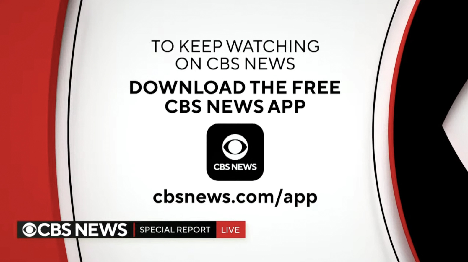 Graphic that encourages viewers to download the CBS News app