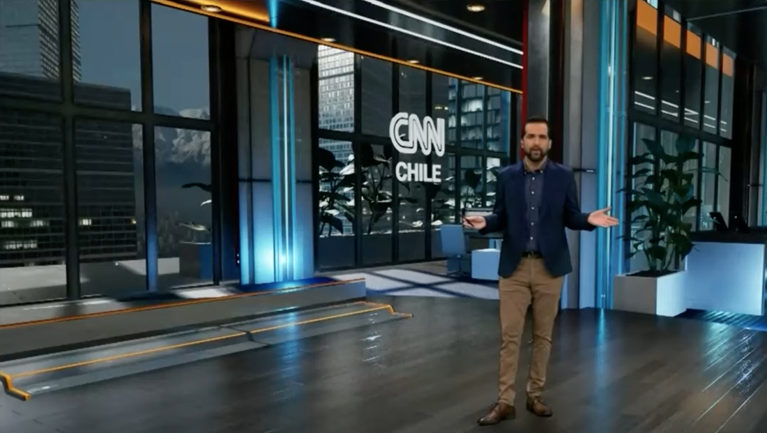 El plató virtual de CNN Chile combina arquitectura e improbabilidad