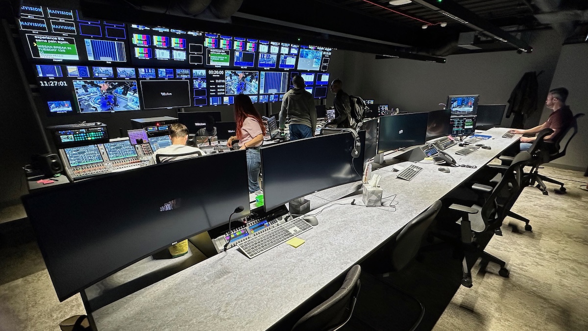 Custom Consoles MediaWall plus front and rear Module-R desks recently completed for production control suite at CNBC Europe.